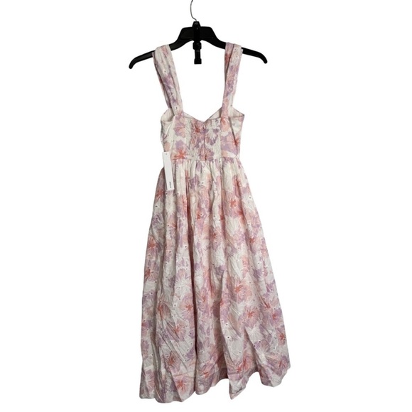 Aqua Pink and White Pleated Midi Sundress - Picture 2 of 7